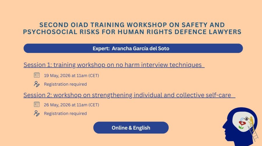 TRAINING: Second OIAD training workshop on safety and psychosocial risks for human rights defence lawyers
