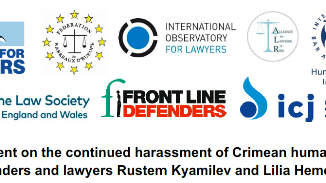 Déclaration sur le harcèlement continu des défenseurs des droits humains et avocats de Crimée Rustem Kyamilev et Lilia Hemedzhy